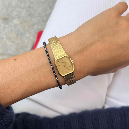 Seiko Cocktail Watch: Vintage Ladies 80s Golden with Champagne Dial