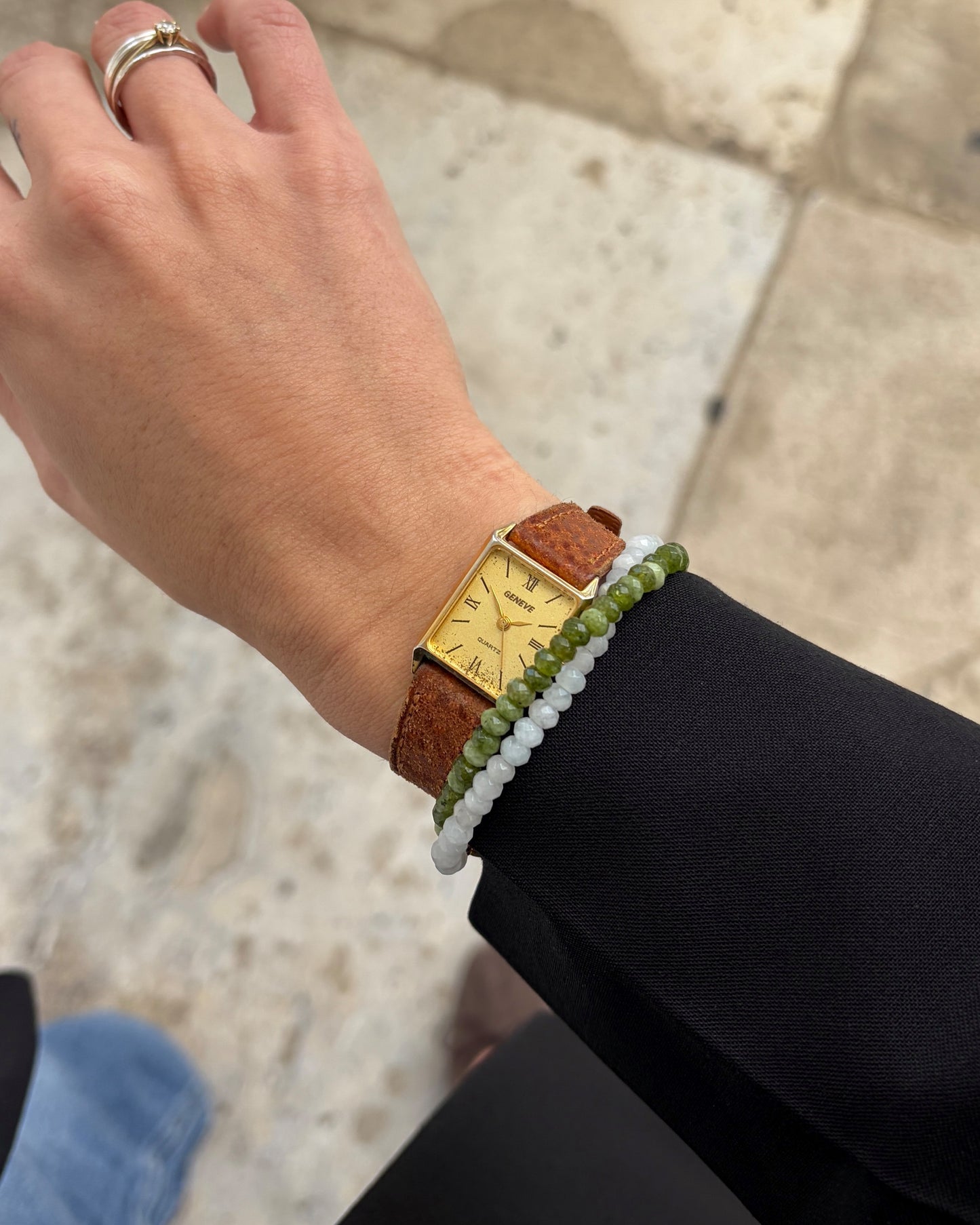 Geneve Tank Watch: Vintage Dainty Ladies 90s Golden Classic Roman Numerals
