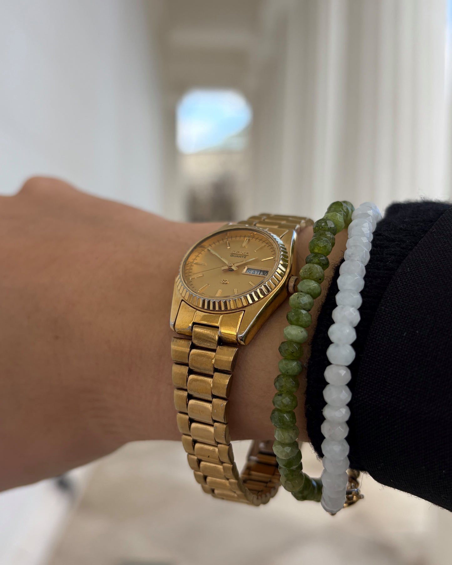 Seiko Day Date: Ladies President SQ Vintage 90s Fluted Bezel Golden Dial