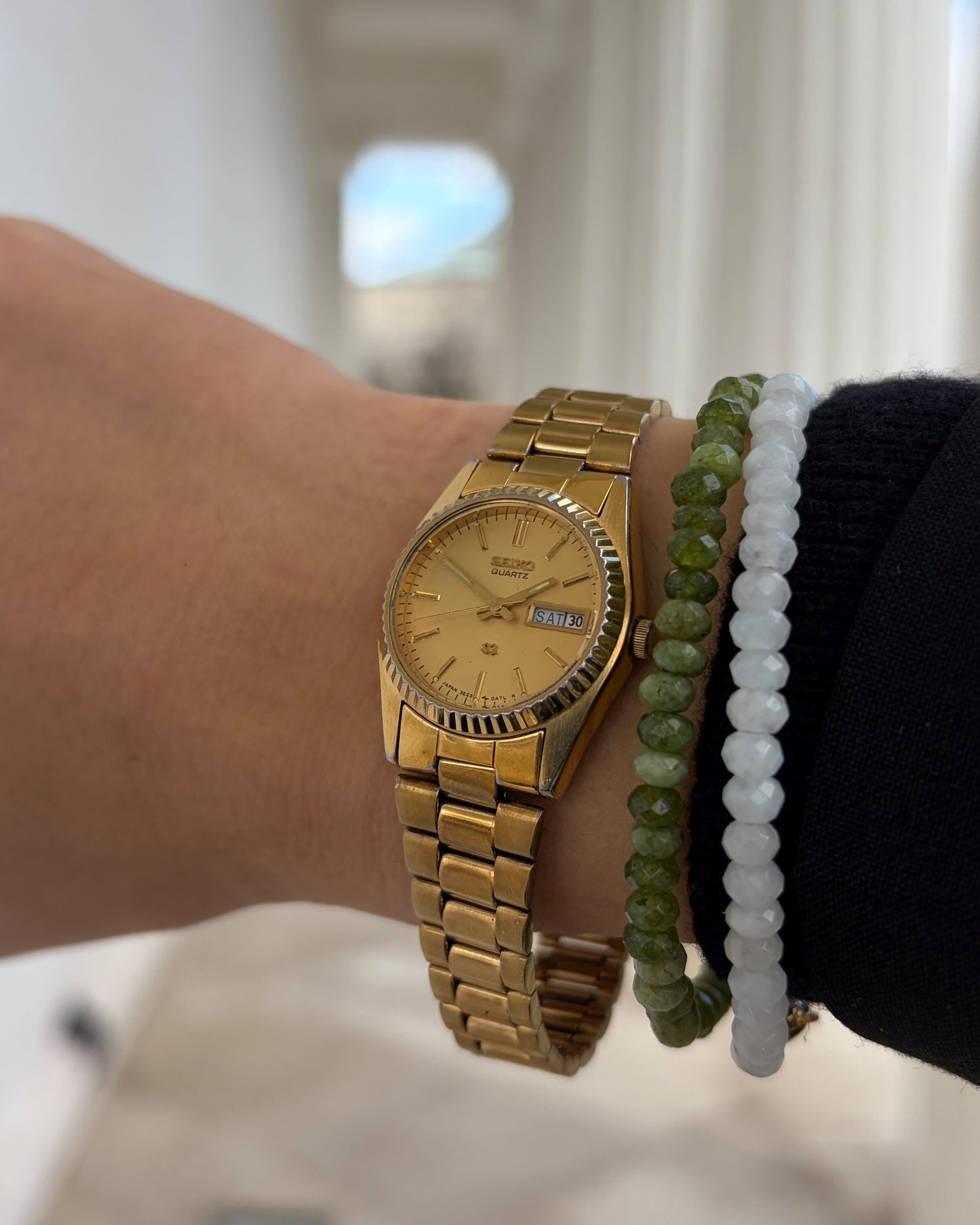 Seiko Day Date: Ladies President SQ Vintage 90s Fluted Bezel Golden Dial