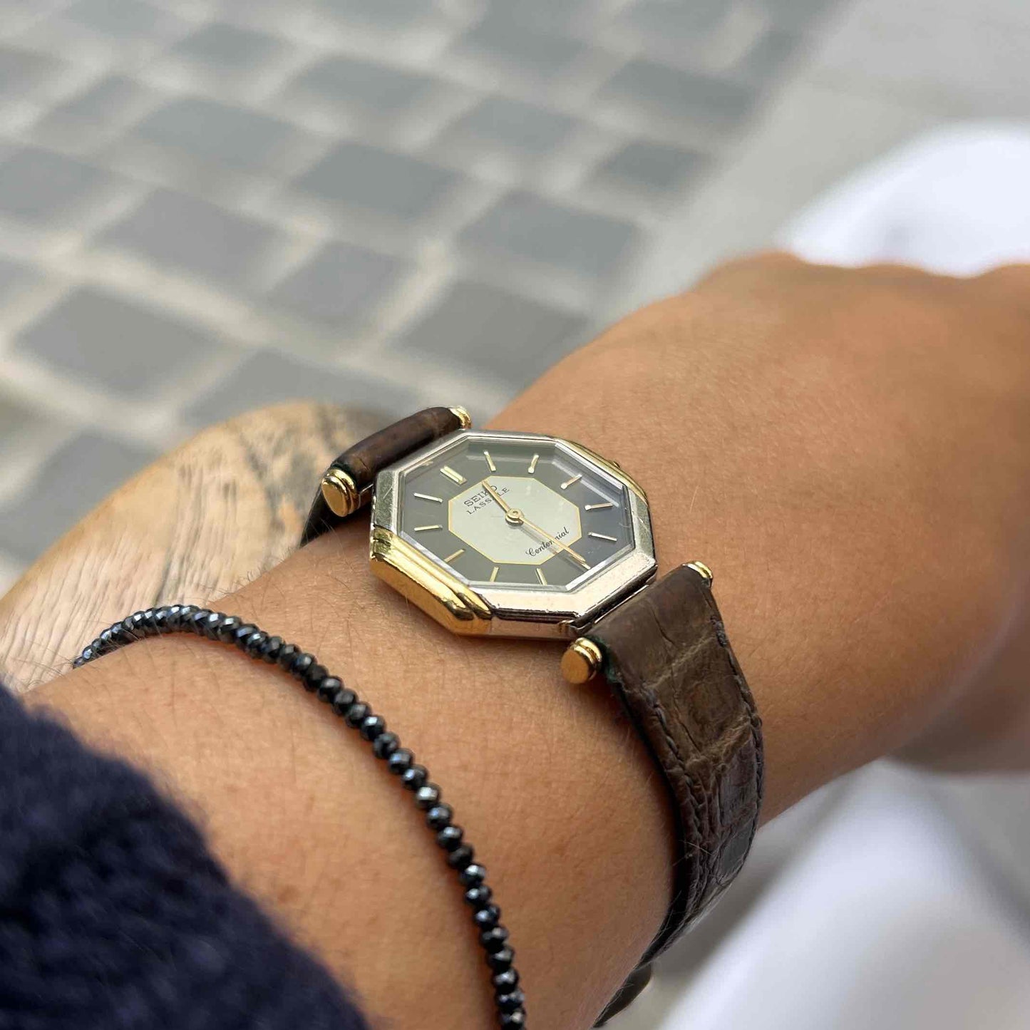 Seiko Lassale Centennial : Ultra-Rare Ladies 80s Two Tone Gold Gray and Black Dial with Box