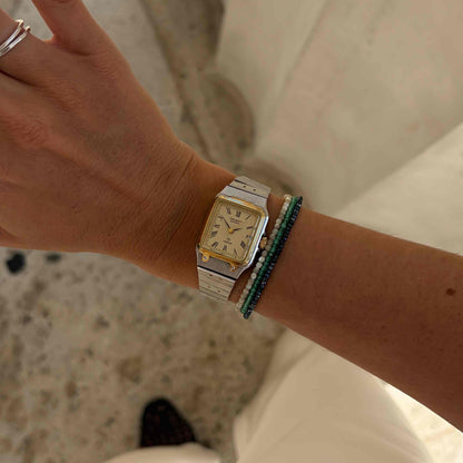Orient Tank Watch: Ladies Vintage 80s Champagne Dial Two-Tone Bracelet