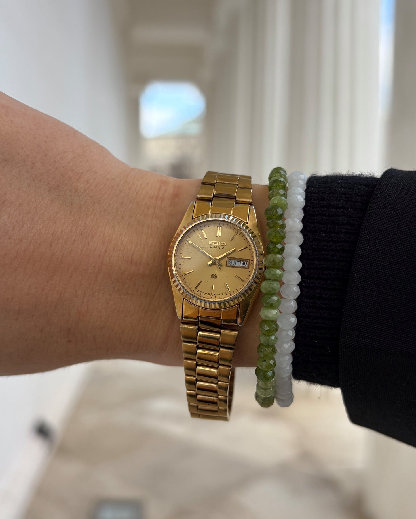 Seiko Day Date: Ladies President SQ Vintage 90s Fluted Bezel Golden Dial