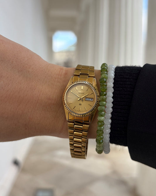 Seiko Day Date: Ladies President SQ Vintage 90s Fluted Bezel Golden Dial