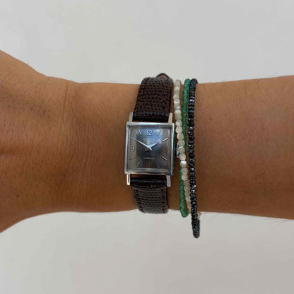 Godiva Tank Watch: Ladies 60s Mechanical Gray Sunburst Dial