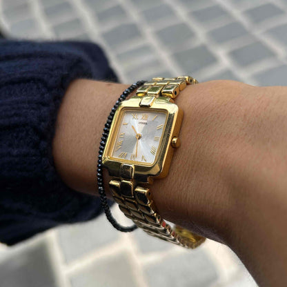 Citizen Tank Watch: Vintage Ladies 80s Golden with White Structured Dial