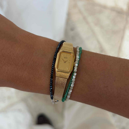 Seiko Cocktail Watch: 80s Dainty Ladies Golden Rectangular Style