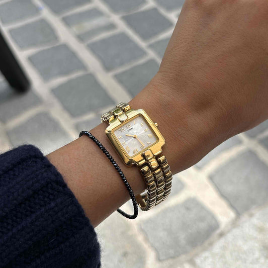 Citizen Tank Watch: Vintage Ladies 80s Golden with White Structured Dial