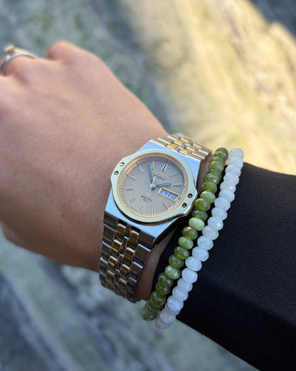 Seiko Sports 100: SQ Day-Date Vintage 80s Golden Dial Integrated Bracelet