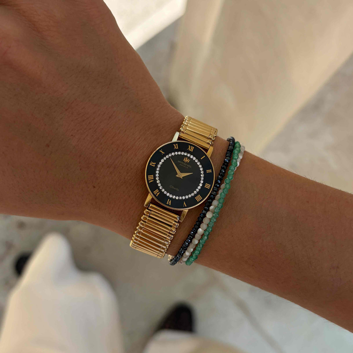 Raymond Weil Othello: Vintage Ladies 90s Watch Gold with Diamonds