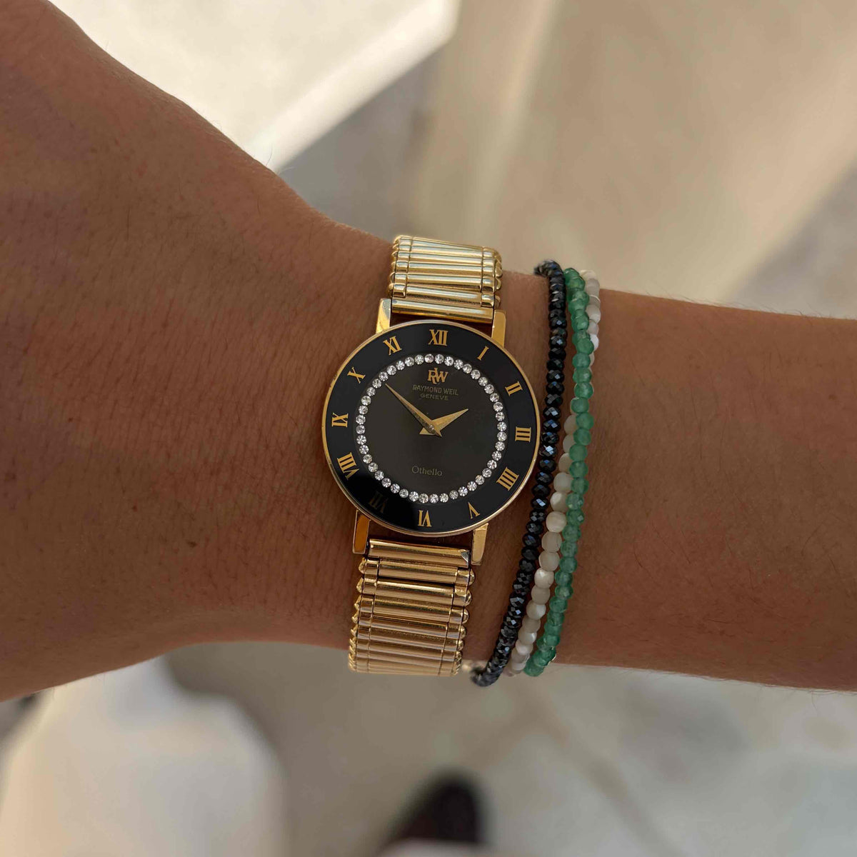 Raymond Weil Othello: Vintage Ladies 90s Watch Gold with Diamonds