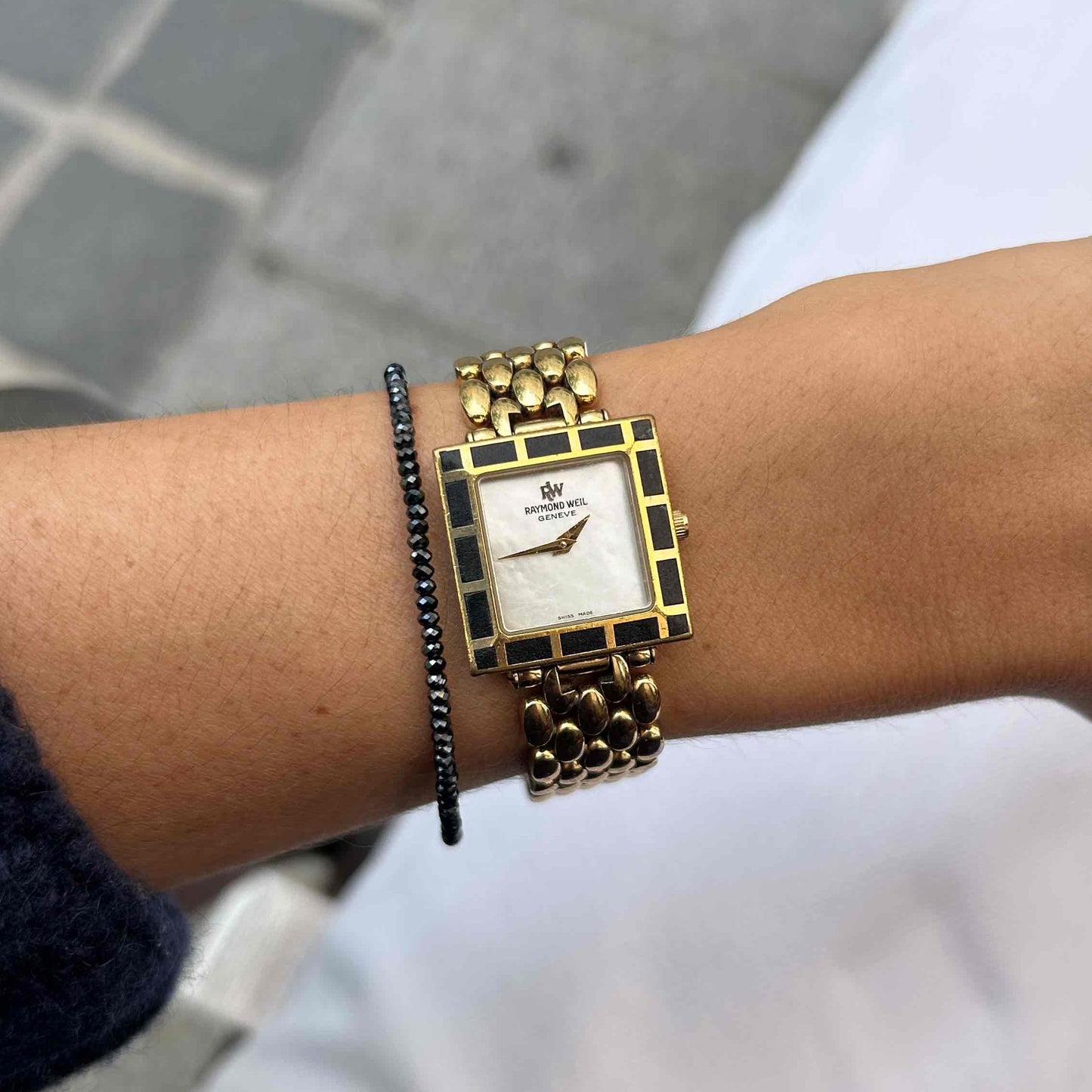 Raymond Weil Tank: Vintage Ladies Watch 90s Gold Mother of Pearl Dial