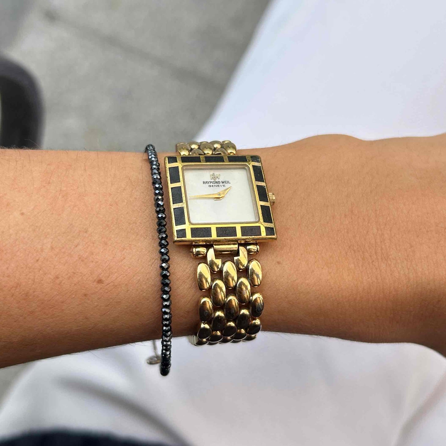 Raymond Weil Tank: Vintage Ladies Watch 90s Gold Mother of Pearl Dial
