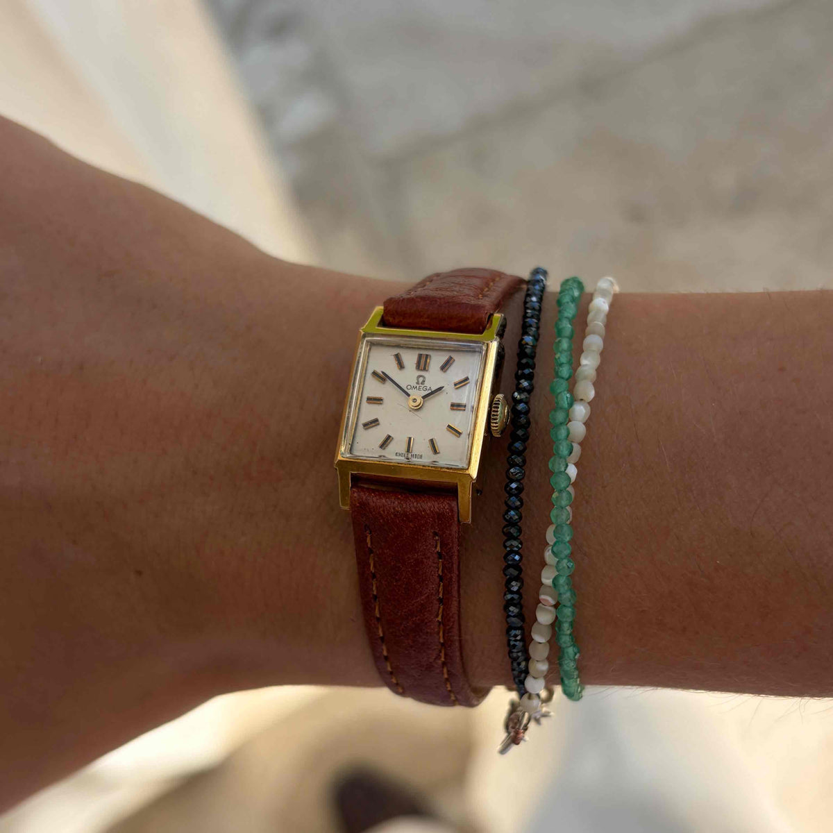 Omega Tank Watch: Vintage Ladies Golden 60s Mechanical White Dial