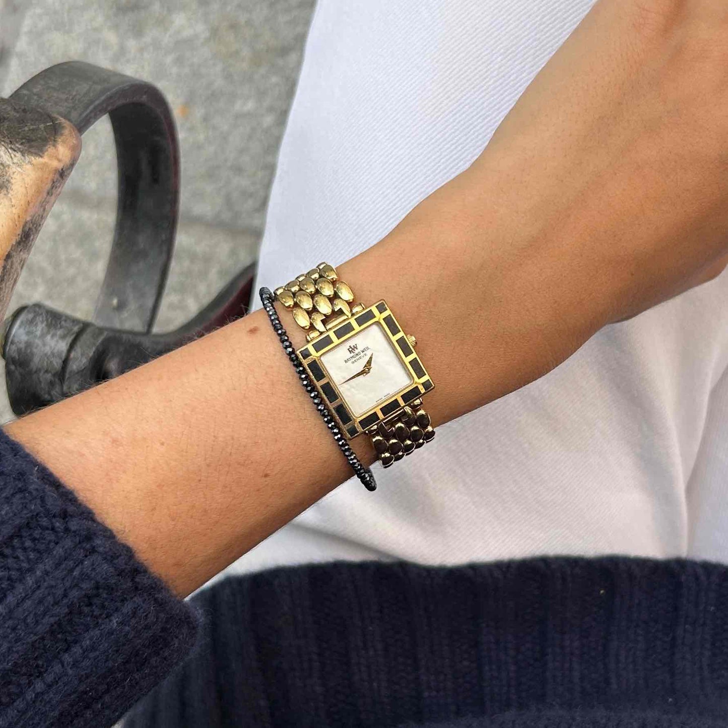 Raymond Weil Tank: Vintage Ladies Watch 90s Gold Mother of Pearl Dial