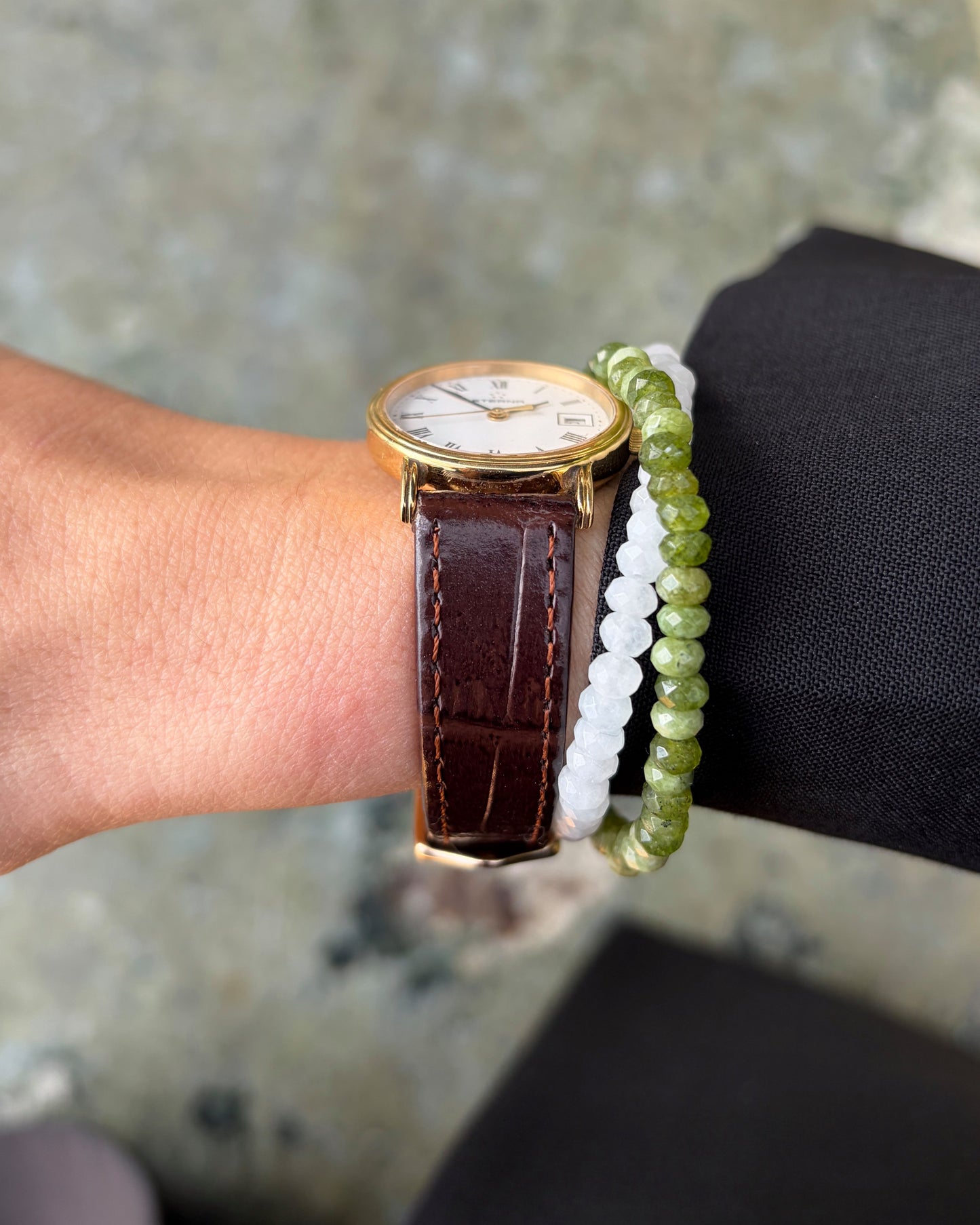 Eterna Vintage Watch: Ladies 90s Gold with White Roman Dial