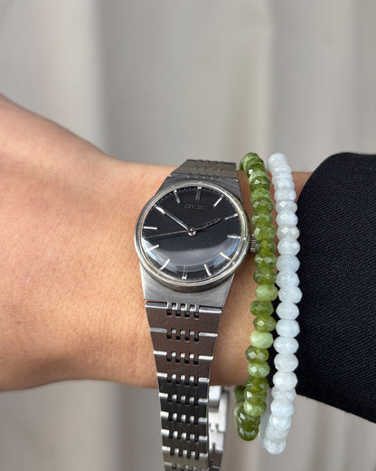 Citizen Dainty Watch: Vintage Ladies 80s Minimal Black Dial Mechanical