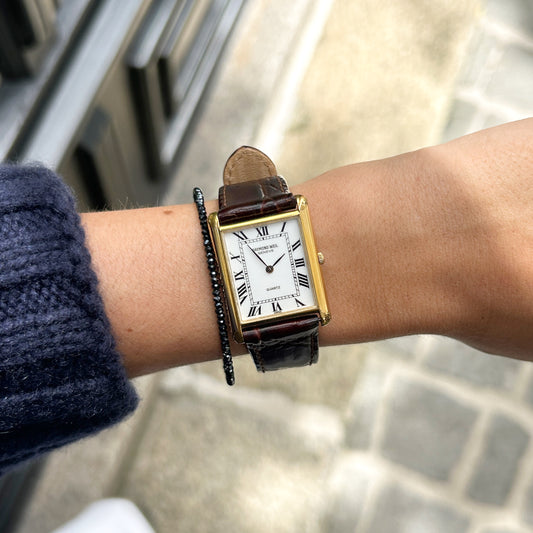 Raymond Weil Tank: Vintage Ladies Watch 90s Golden Rectangular Style Roman Numerals