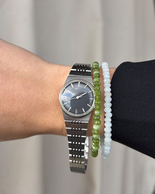 Citizen Dainty Watch: Vintage Ladies 80s Minimal Black Dial Mechanical