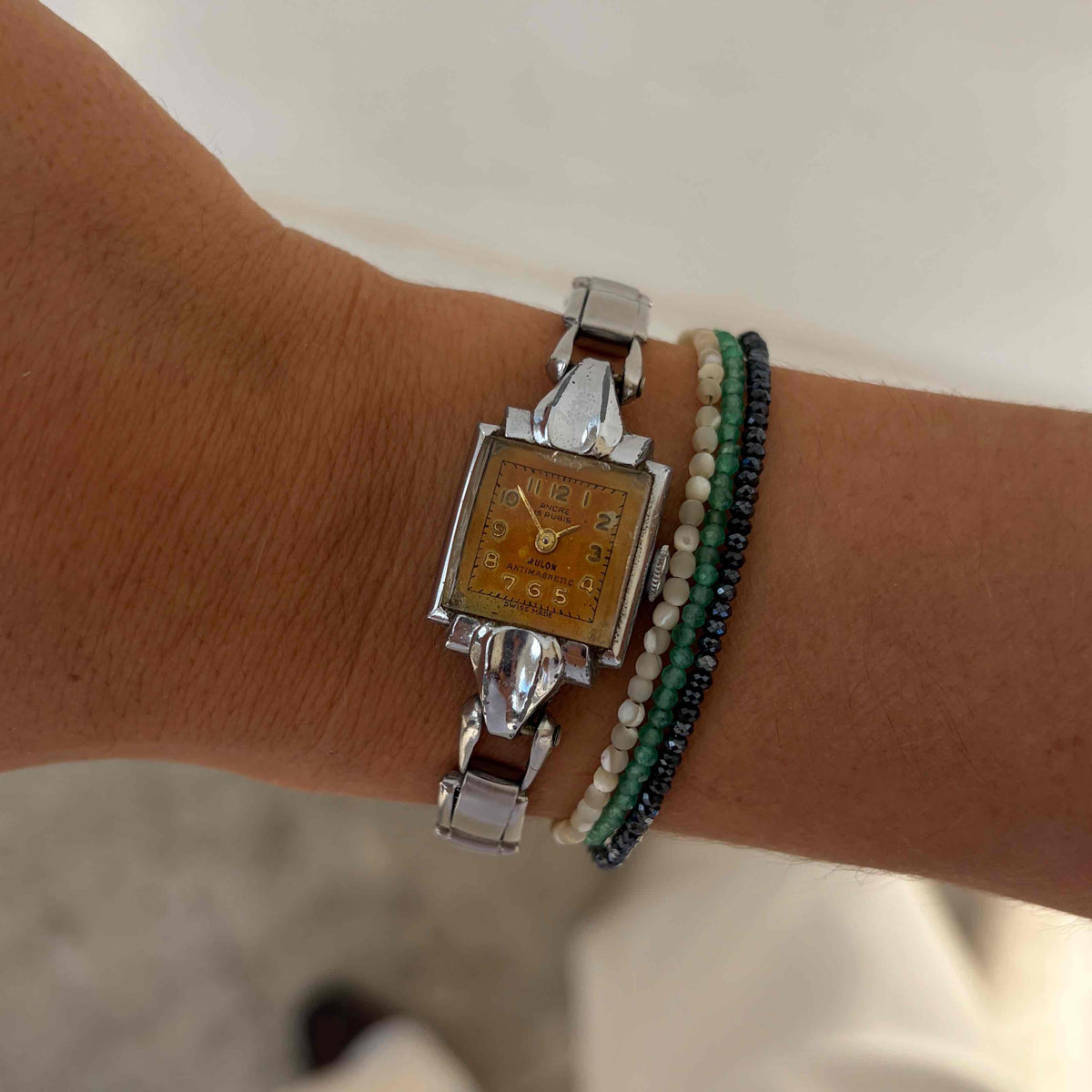 Ancre Cocktail Watch: Ladies 40s Mechanical Salmon Dial
