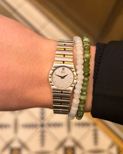 Seiko Cocktail Watch: Ladies Dainty Vintage 90s Gray Sparkle Dial - NOS