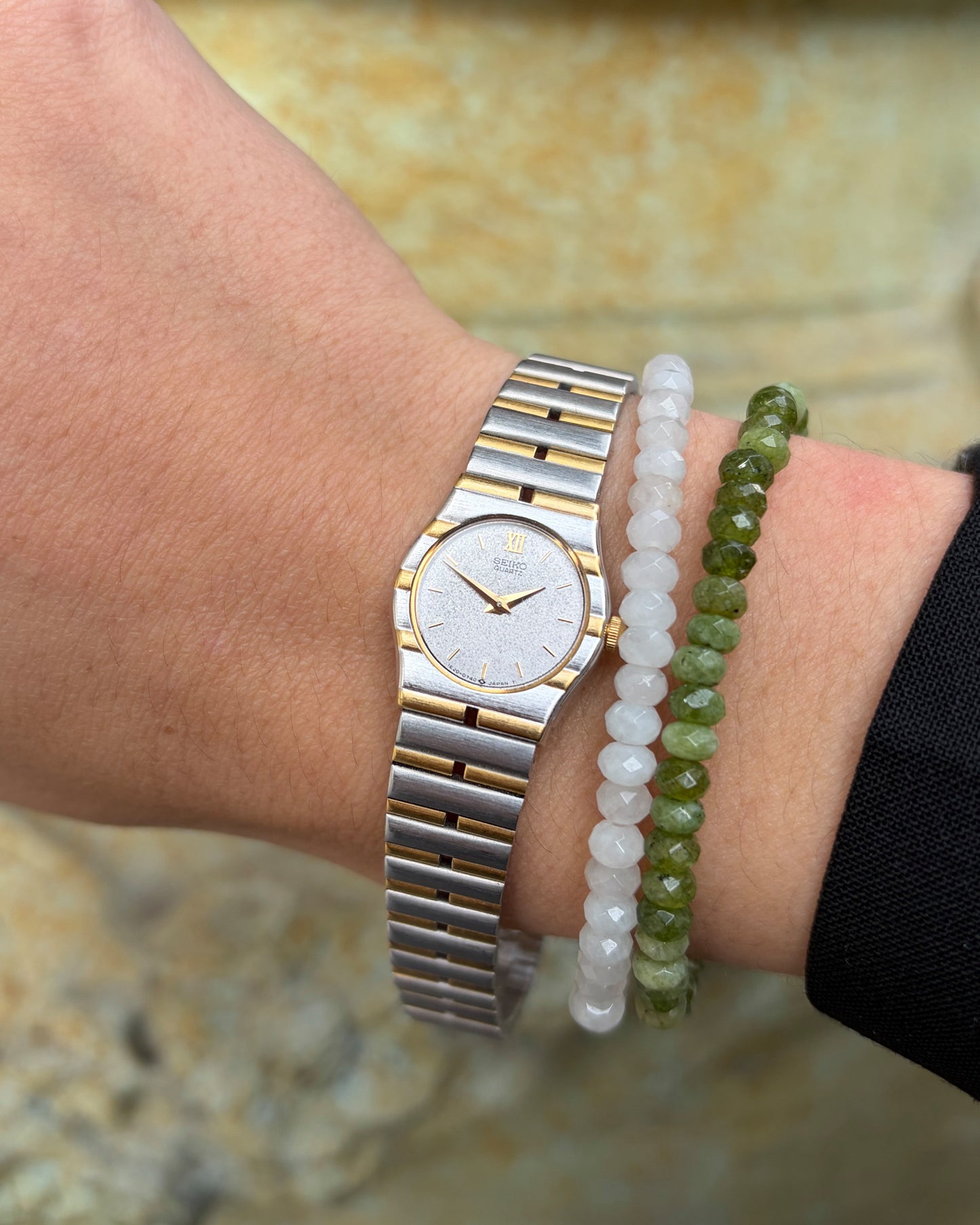 Seiko Cocktail Watch: Ladies Dainty Vintage 90s Gray Sparkle Dial - NOS