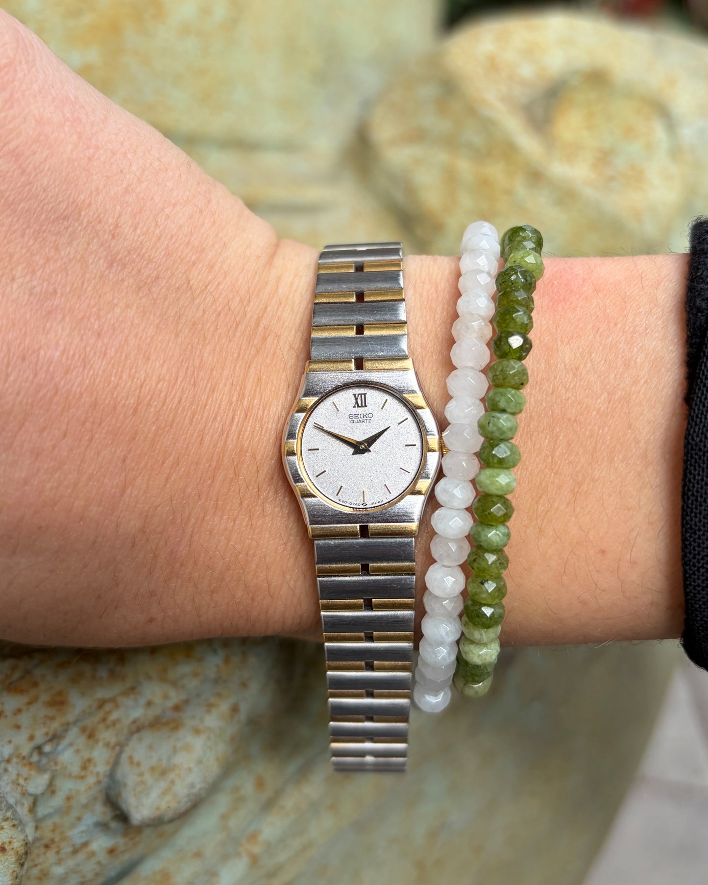 Seiko Cocktail Watch: Ladies Dainty Vintage 90s Gray Sparkle Dial - NOS