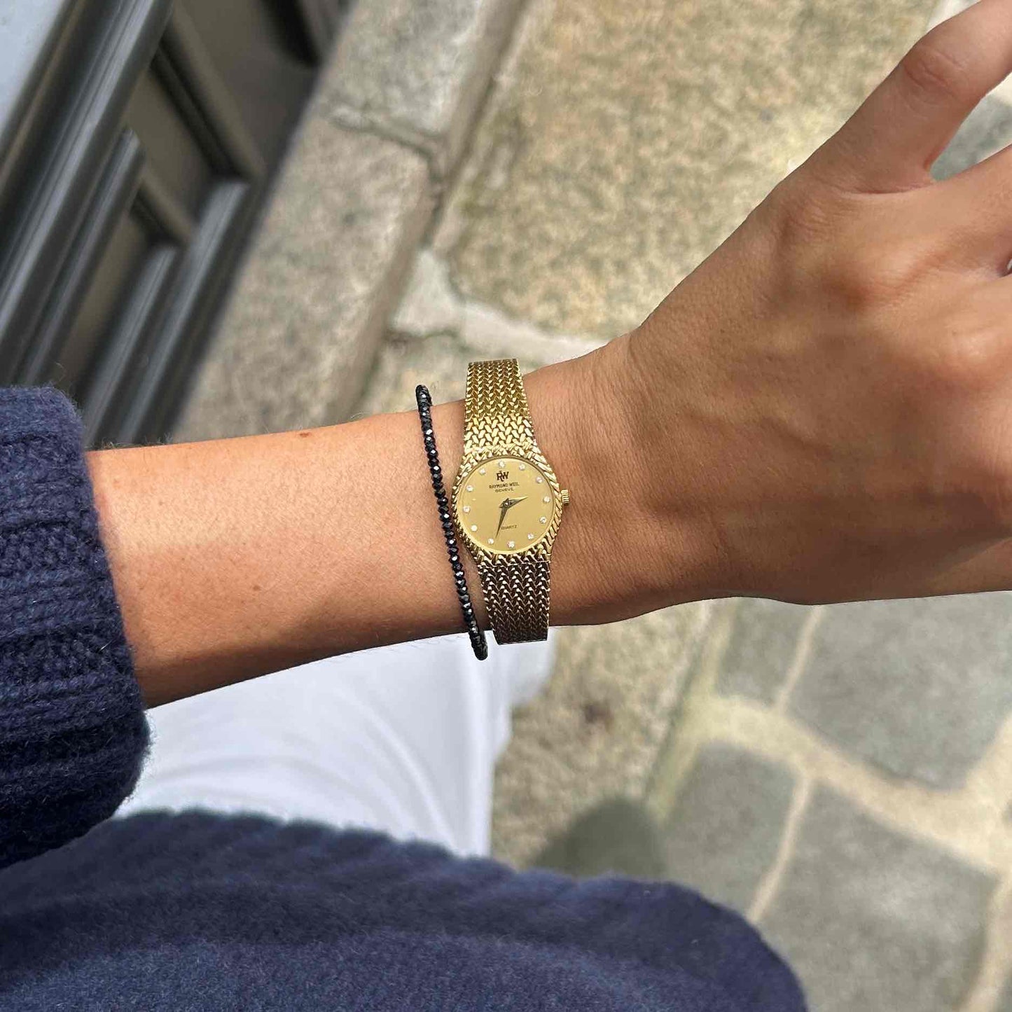 Raymond Weil Cocktail: Vintage Ladies 80s Gold with Diamond Numerals - NOS