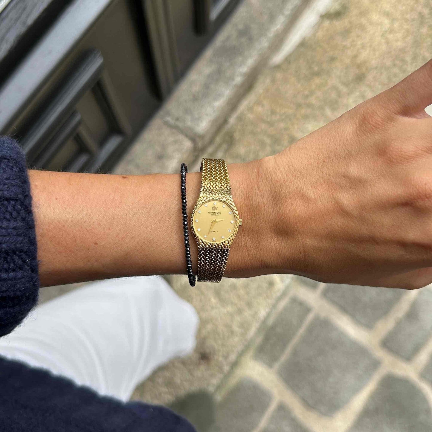 Raymond Weil Cocktail: Vintage Ladies 80s Gold with Diamond Numerals - NOS