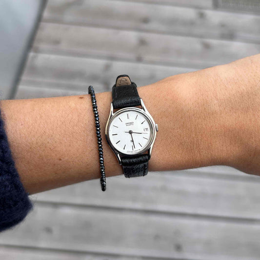 Seiko Vintage Watch: Ladies Silver 80s White Sunburst Dial