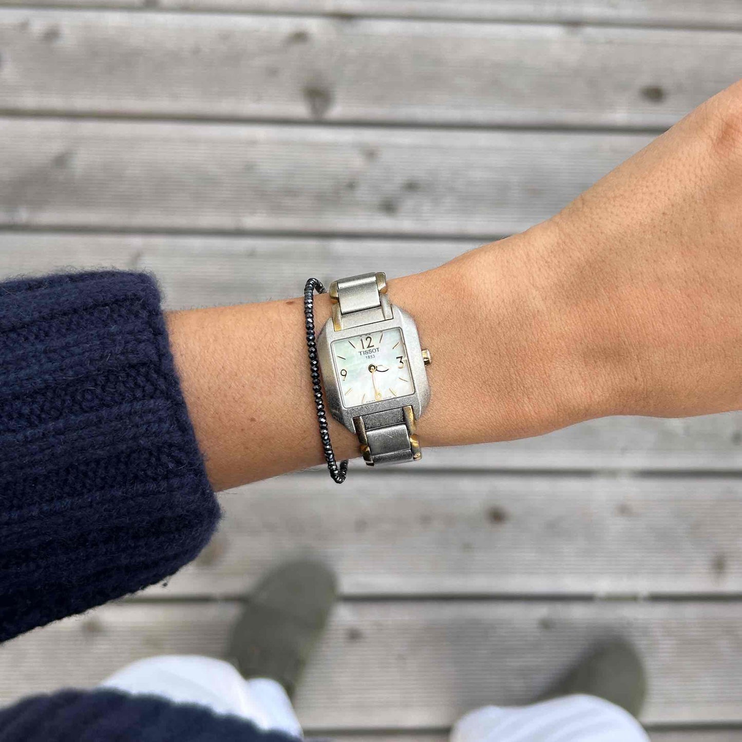 Tissot Vintage Tank Style: Ladies 90s Mother of Pearl Dial Two Tone