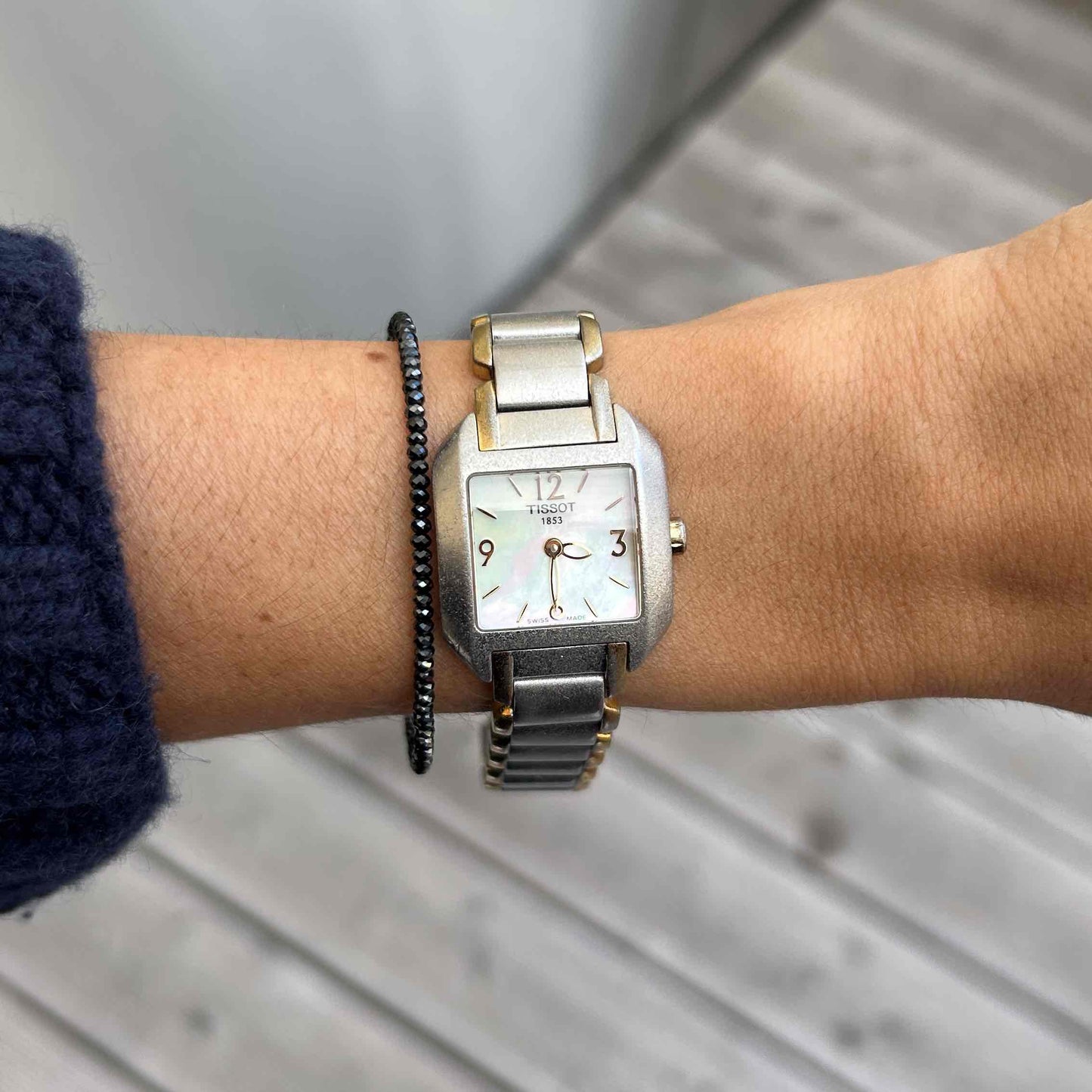 Tissot Vintage Tank Style: Ladies 90s Mother of Pearl Dial Two Tone