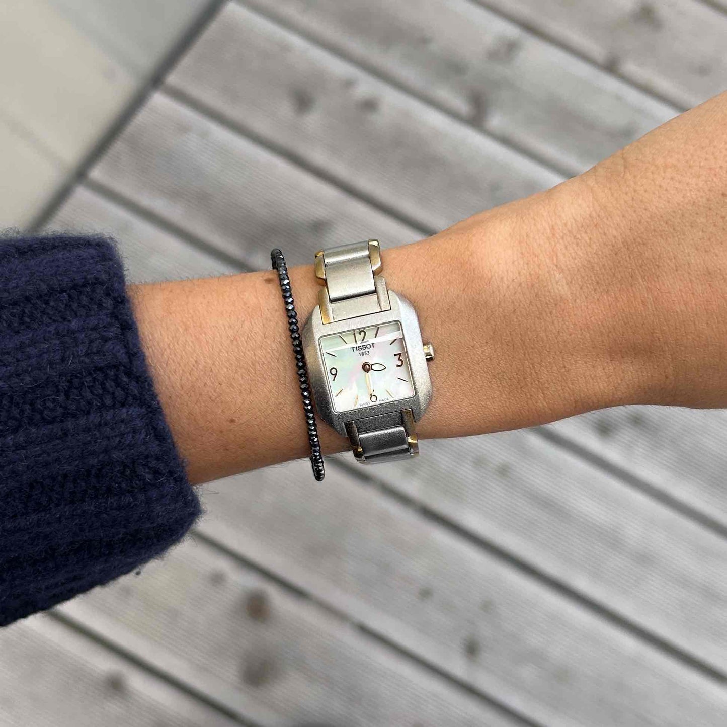 Tissot Vintage Tank Style: Ladies 90s Mother of Pearl Dial Two Tone