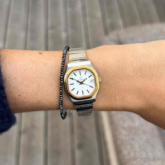 Eterna Vintage Tank Style: Ladies 80s White Dial Two Tone