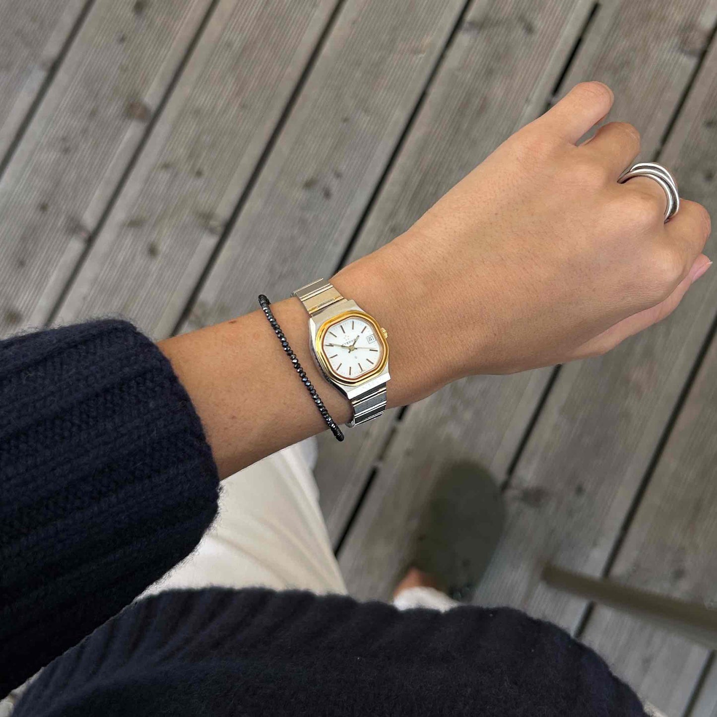 Eterna Vintage Tank Style: Ladies 80s White Dial Two Tone