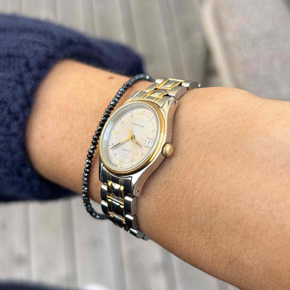 Certina Vintage Watch: Ladies 90s Two Tone Gray Structured Dial