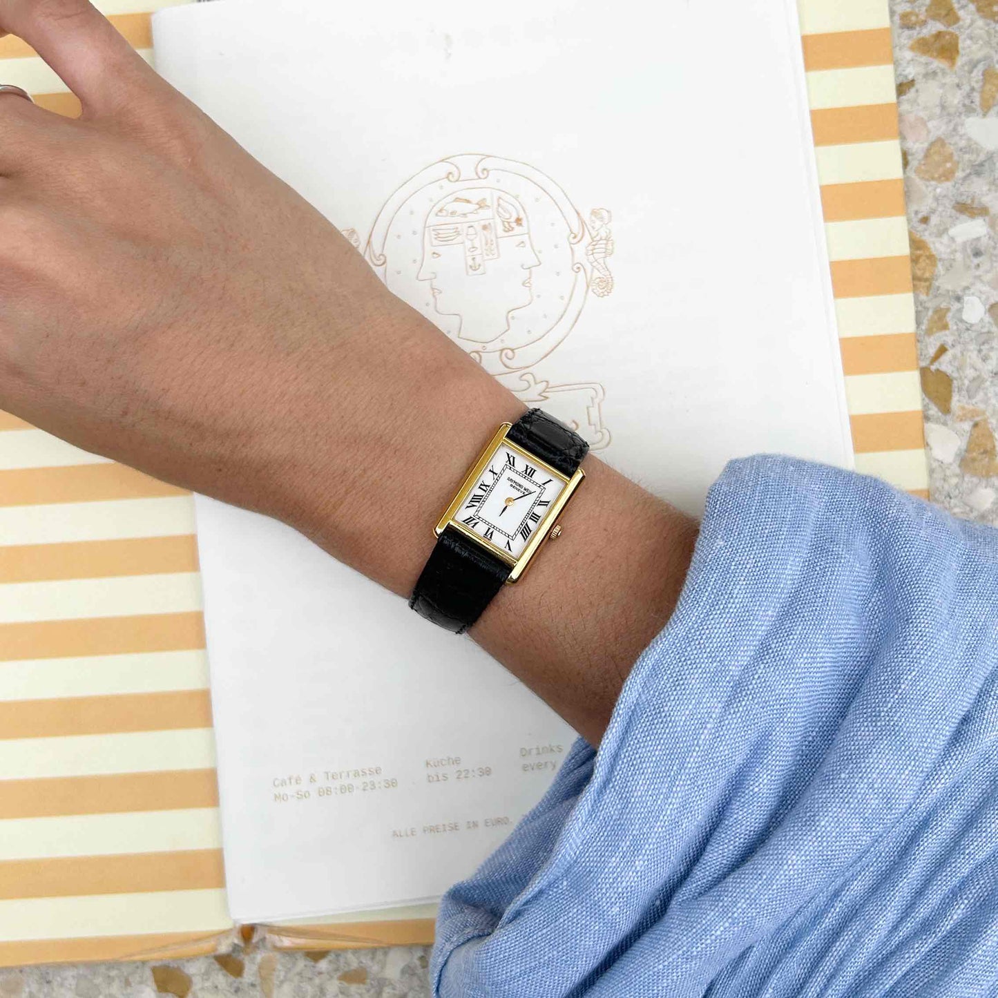 Raymond Weil Tank: Vintage Ladies Watch 90s Golden Rectangular Style Roman Numerals