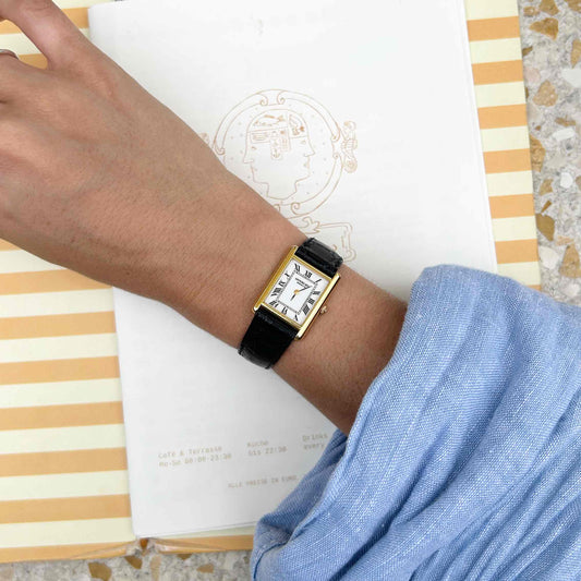 Raymond Weil Tank: Vintage Ladies Watch 90s Golden Rectangular Style Roman Numerals