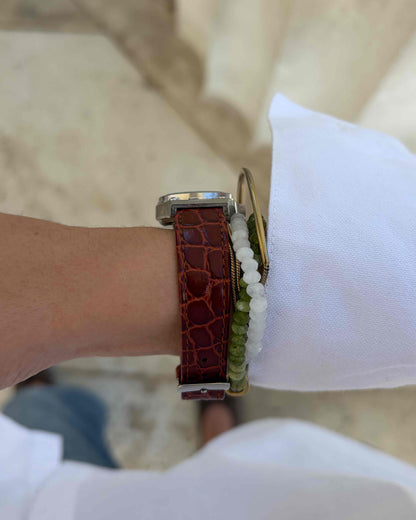 Orient Vintage Watch: Ladies Silver 80s White Roman Dial Leather Strap