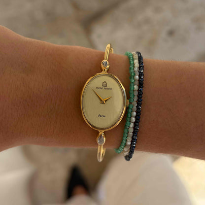 Michel Herbelin Cocktail Watch: Vintage Bangle Ladies 90s Golden Mechanical