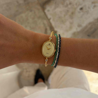 Michel Herbelin Cocktail Watch: Vintage Bangle Ladies 90s Golden Mechanical