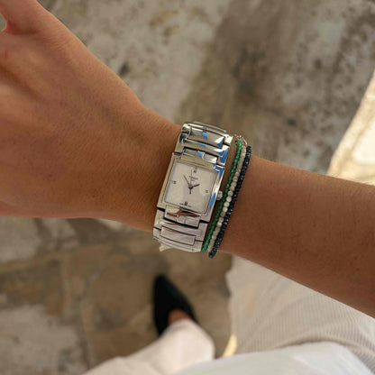 Tissot Tank Watch: Vintage 00s White Dial Integrated Bracelet - NOS