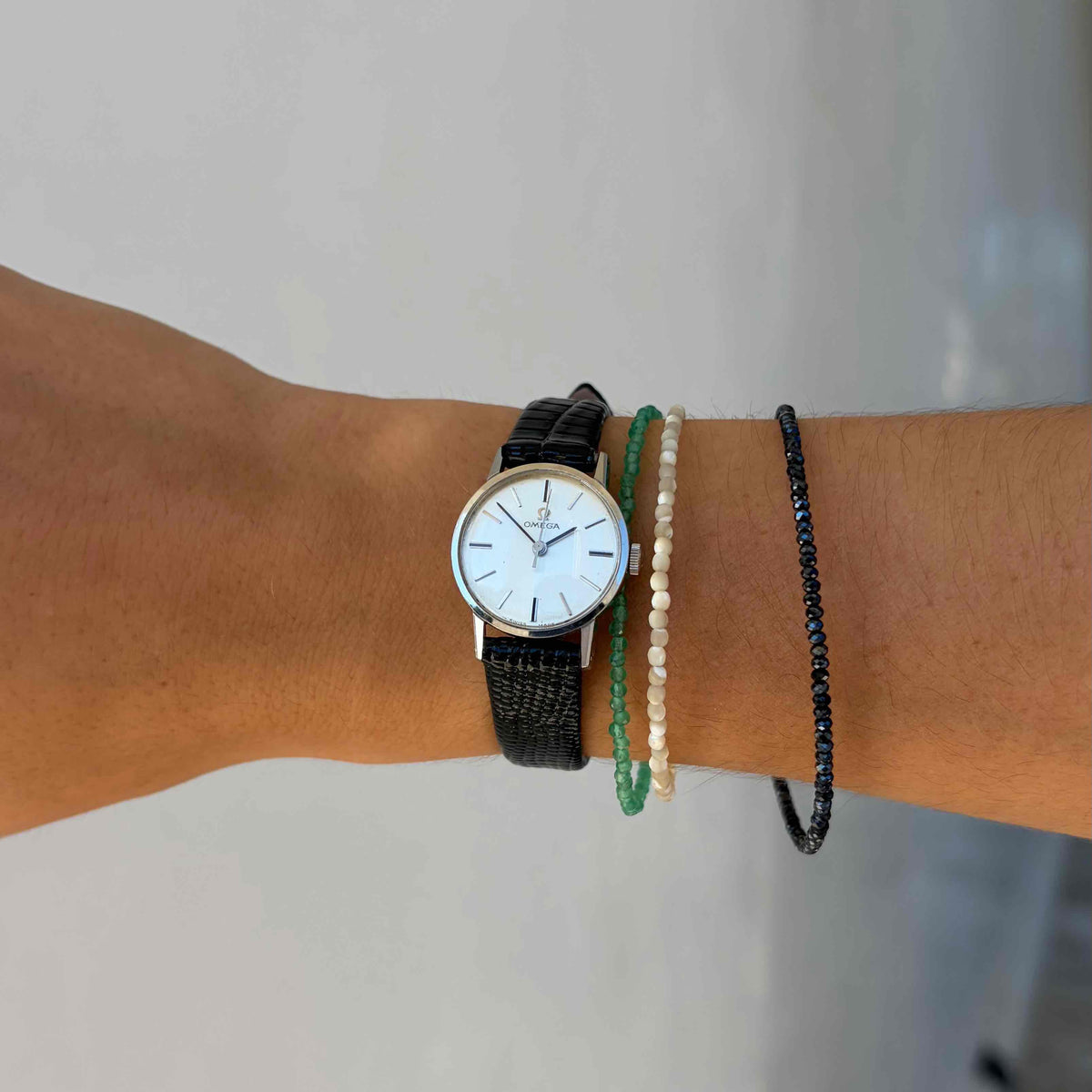 Omega Dainty Watch: Ladies 60s Silver Mechanical Silver White Dial with Box