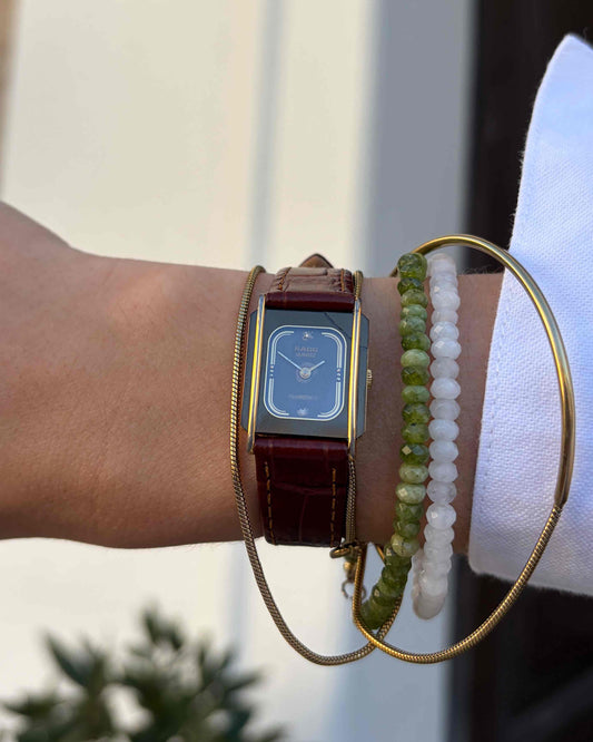 Rado Florence Tank: Vintage Ladies Watch 80s Golden Black Dial