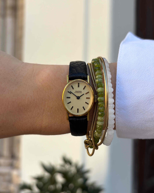 Oriosa Ellipse Watch: Vintage Ladies Cocktail 70s Golden Mechanical