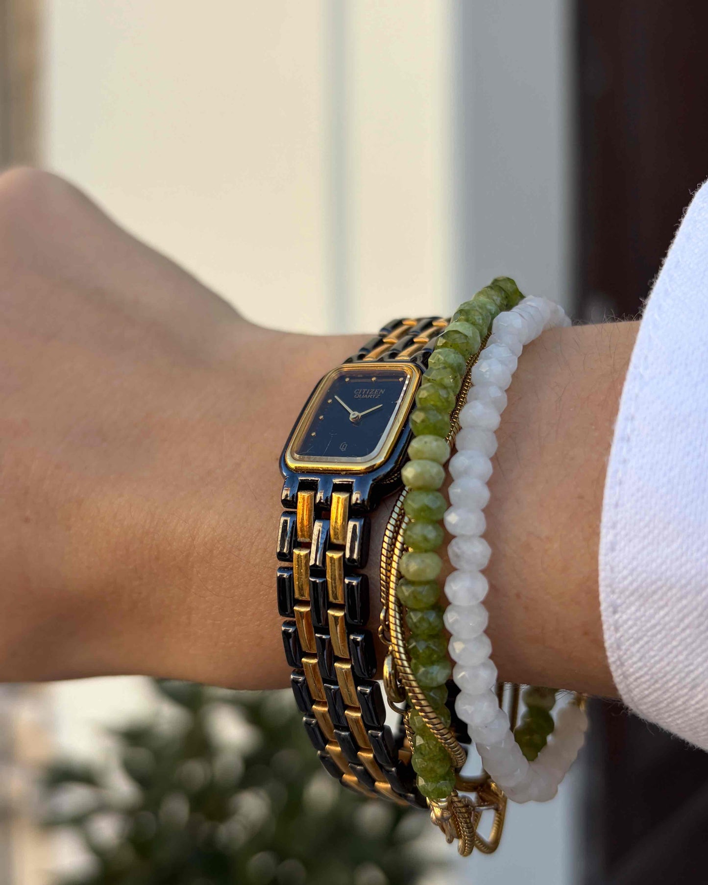 Citizen Tank Watch: Ladies Vintage 90s Black Two-Tone Bracelet