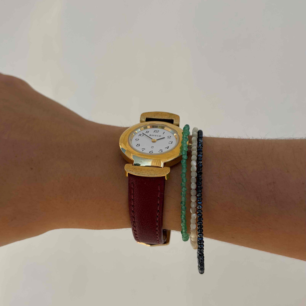 Royce Dainty Watch: Vintage Ladies 80s Golden with Arabic Dial Flexible Lugs
