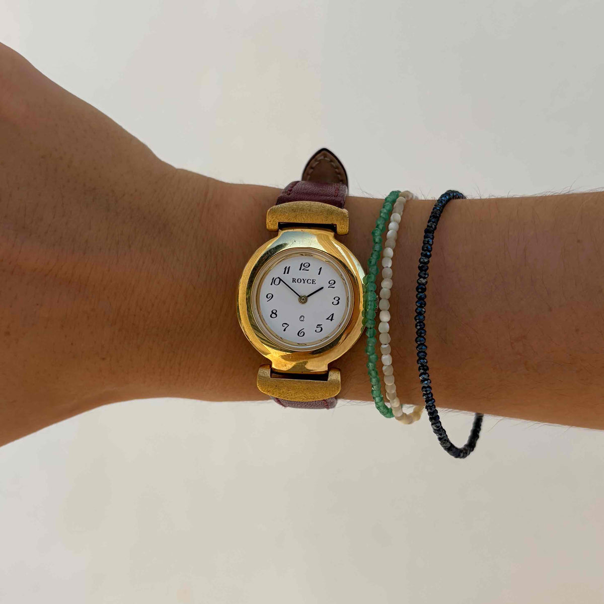 Royce Dainty Watch: Vintage Ladies 80s Golden with Arabic Dial Flexible Lugs