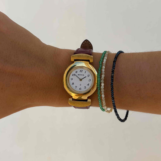 Royce Dainty Watch: Vintage Ladies 80s Golden with Arabic Dial Flexible Lugs