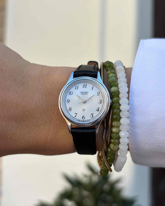 Orient Vintage Watch: Ladies Silver 90s White Dial Arabic Numerals